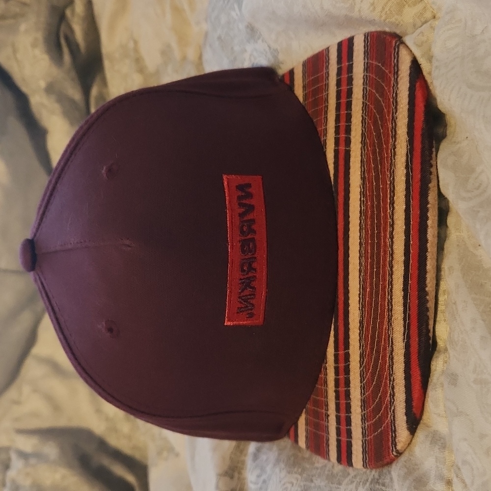 Starter Maroon And White Stripe Embroidered Logo Adjustable Snap Back Hat